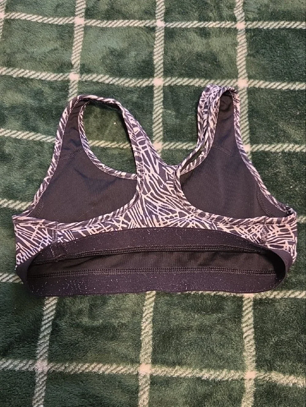 Nike Pro Black and White Abstract-Print Sports Bra Size Small